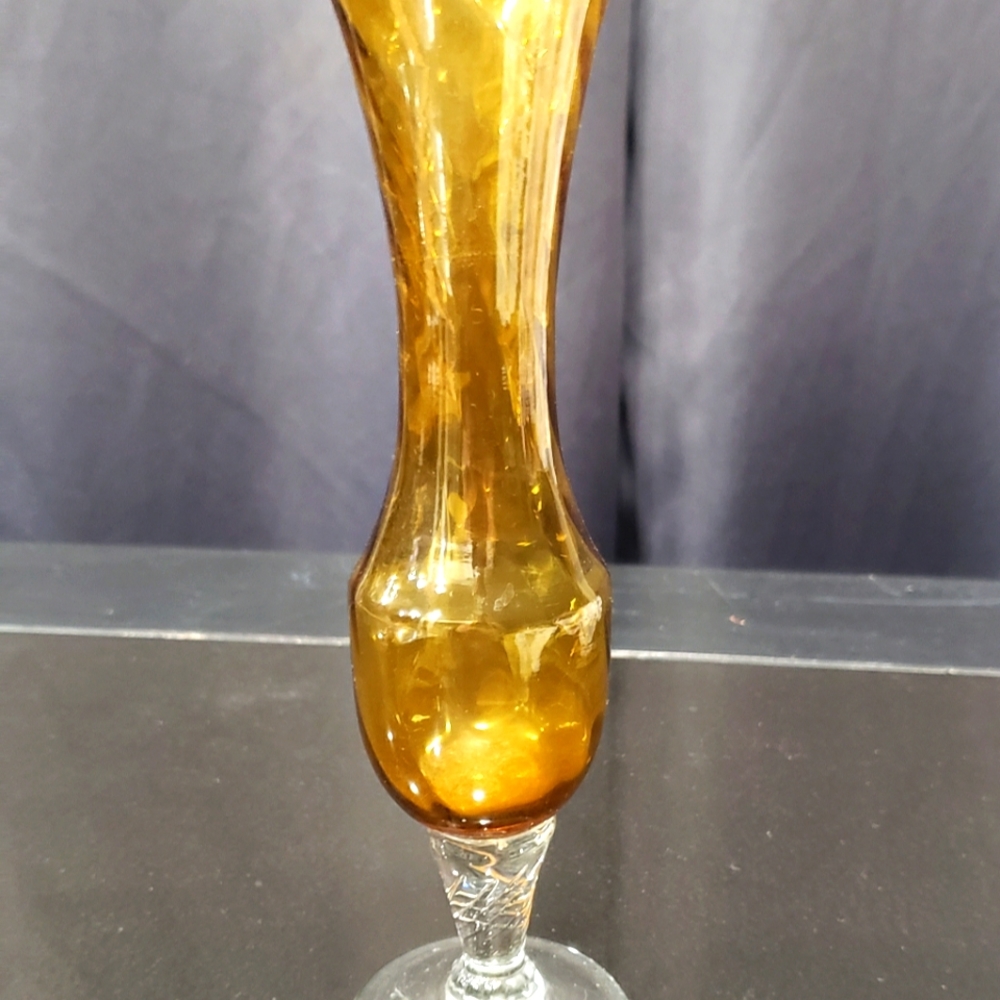 Vintage Amber Glass Bud Vase